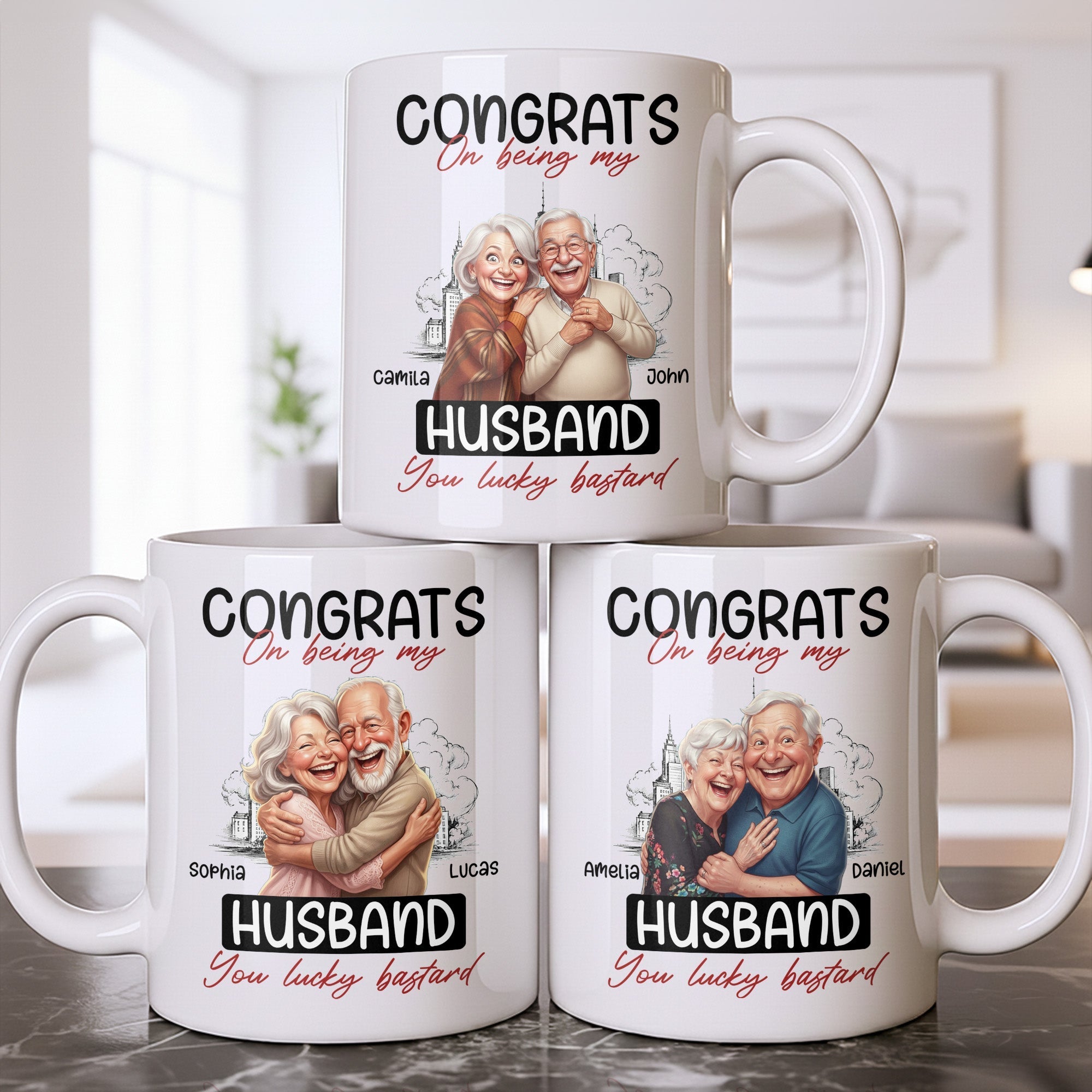Personalized Funny Couple Coffee Mug Custom Name Gift for Husband