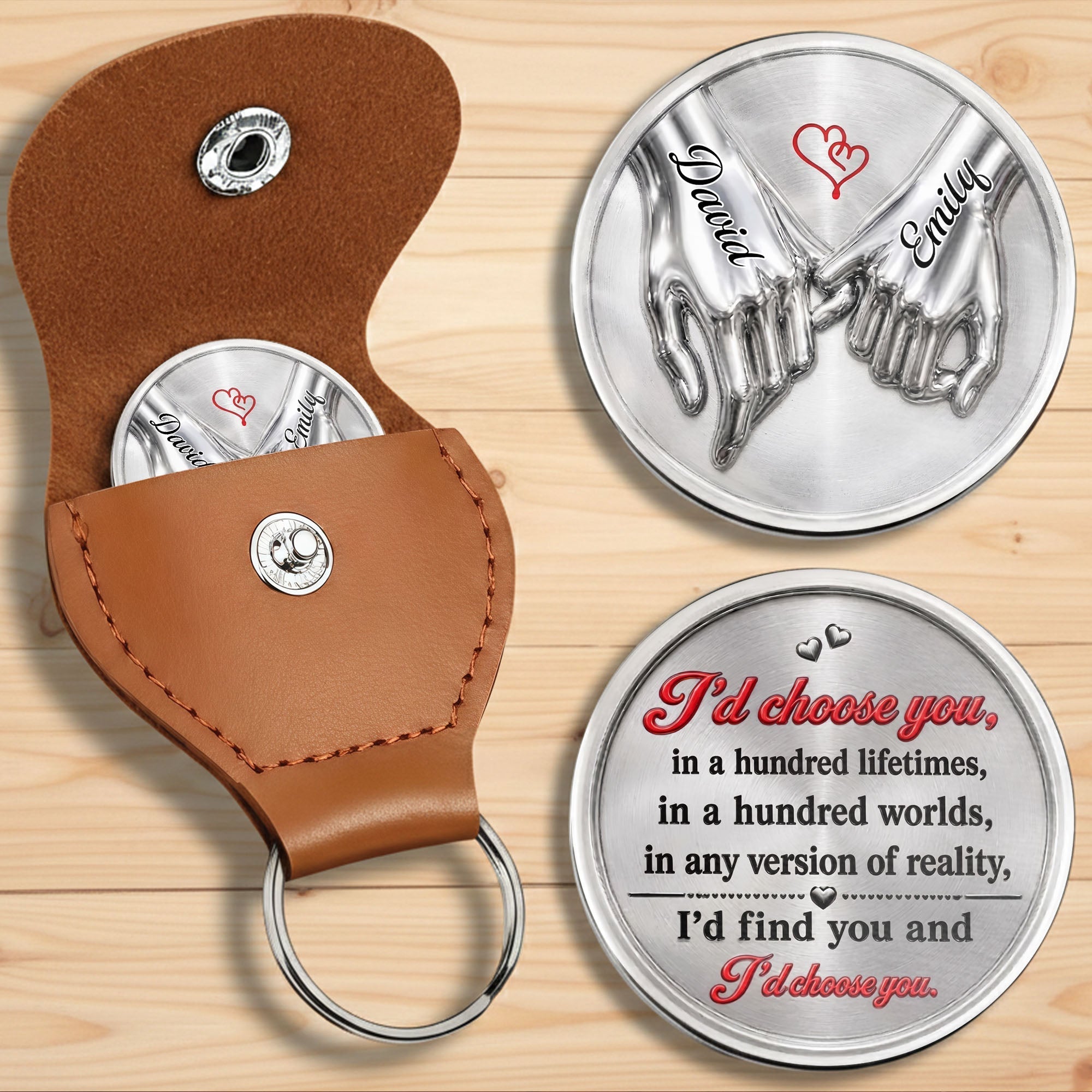 Personalized Pocket Hug Custom Name Gift for Couple Anniversary