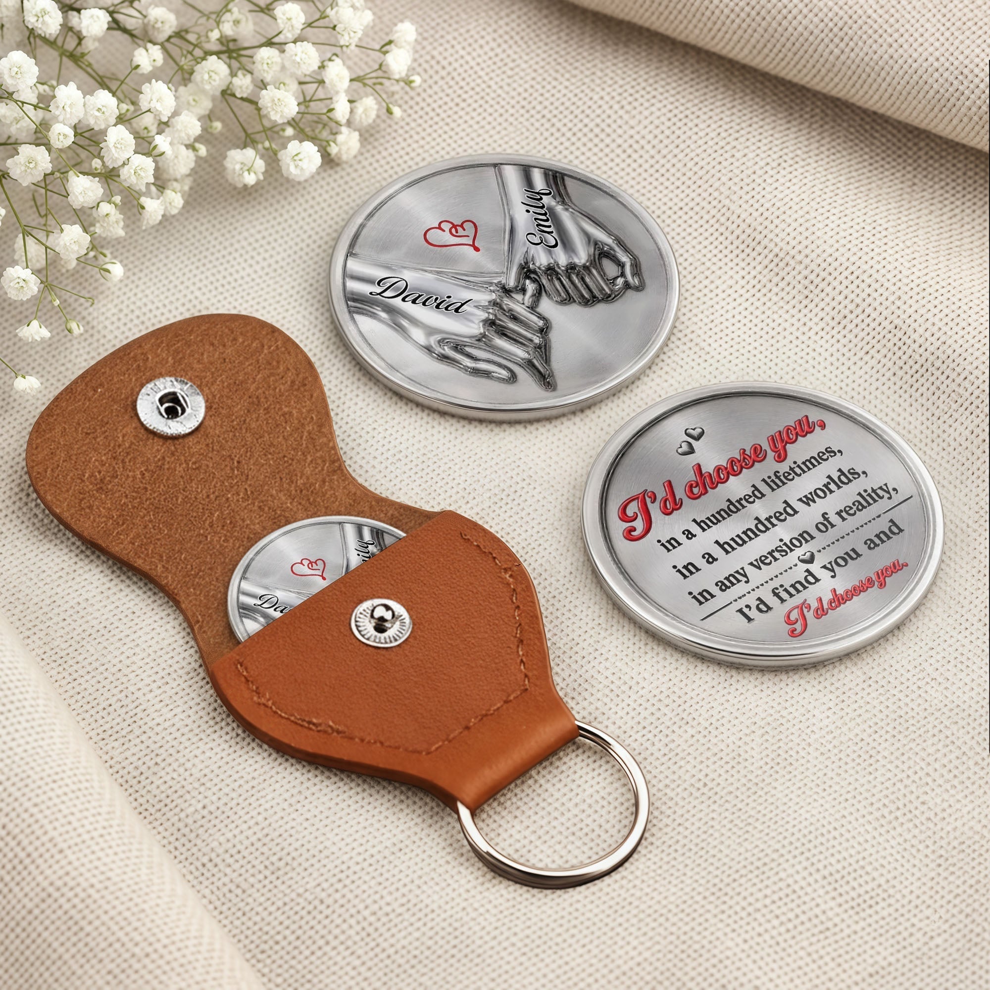 Personalized Pocket Hug Custom Name Gift for Couple Anniversary
