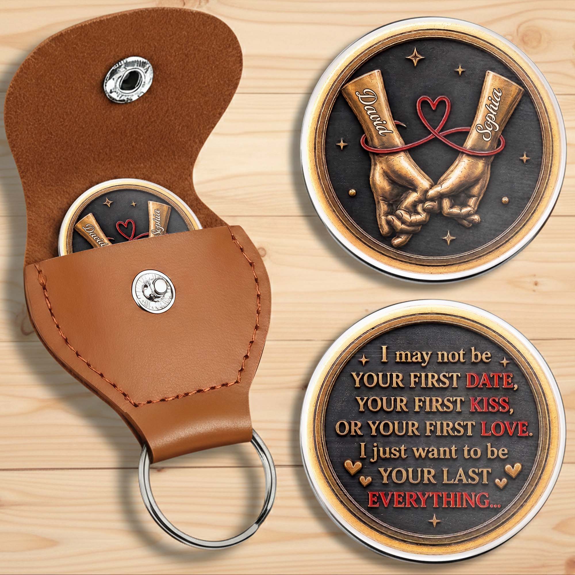 Personalized Pocket Hug Custom Token Heart Gift for Couples