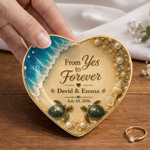 Load image into Gallery viewer, Personalized Heart Ceramic Jewelry Dish Custom Name Gift for Couples
