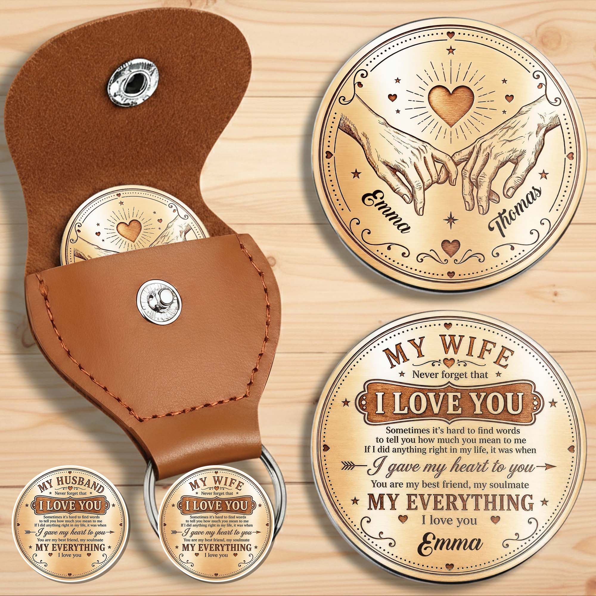 Personalized Pocket Hug Custom Name Gift for Couples Anniversary