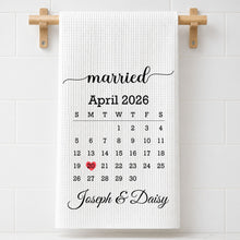 Load image into Gallery viewer, Personalized Kitchen Towel Custom Heart Date Design Gift for Couples
