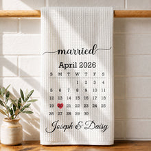 Load image into Gallery viewer, Personalized Kitchen Towel Custom Heart Date Design Gift for Couples
