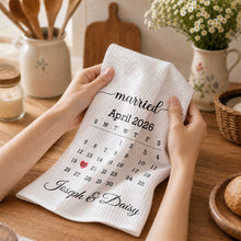 Load image into Gallery viewer, Personalized Kitchen Towel Custom Heart Date Design Gift for Couples
