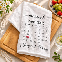 Load image into Gallery viewer, Personalized Kitchen Towel Custom Heart Date Design Gift for Couples
