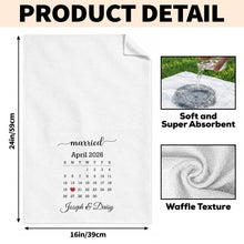 Load image into Gallery viewer, Personalized Kitchen Towel Custom Heart Date Design Gift for Couples
