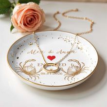 Load image into Gallery viewer, Personalized Ceramic Jewelry Dish with Heart Beach Crabs for Couples
