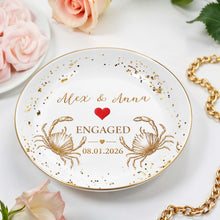 Load image into Gallery viewer, Personalized Ceramic Jewelry Dish with Heart Beach Crabs for Couples
