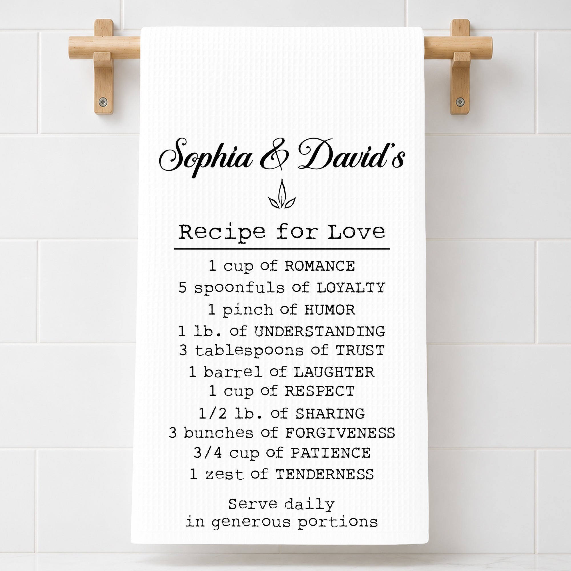 Personalized Recipe for Love Kitchen Towel Custom Gift for Couples
