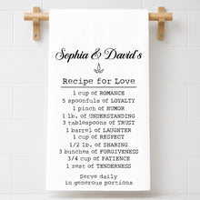 Load image into Gallery viewer, Personalized Recipe for Love Kitchen Towel Custom Gift for Couples
