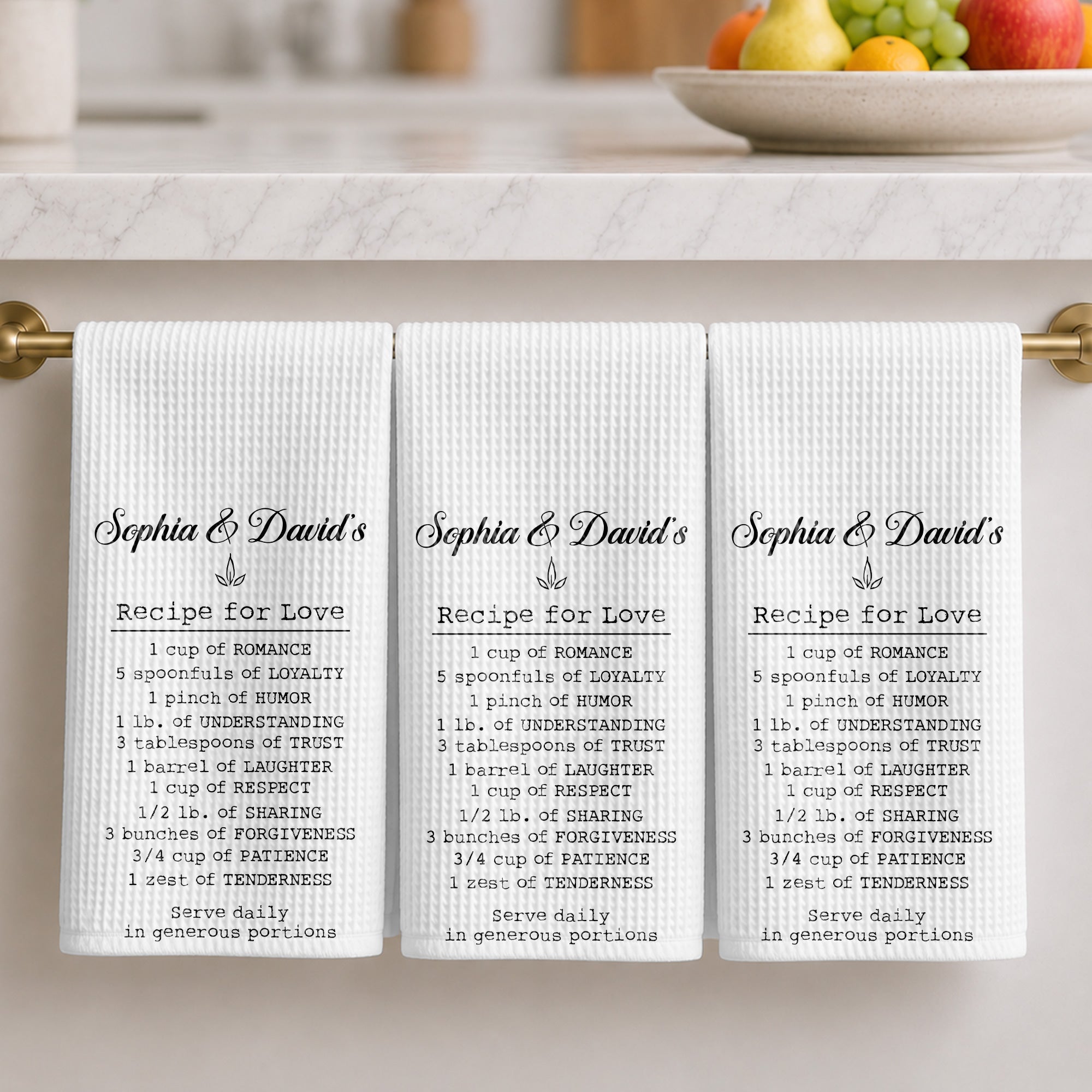 Personalized Recipe for Love Kitchen Towel Custom Gift for Couples