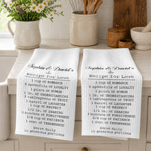Load image into Gallery viewer, Personalized Recipe for Love Kitchen Towel Custom Gift for Couples
