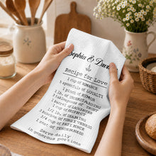 Load image into Gallery viewer, Personalized Recipe for Love Kitchen Towel Custom Gift for Couples
