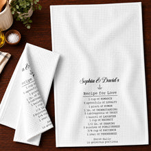 Load image into Gallery viewer, Personalized Recipe for Love Kitchen Towel Custom Gift for Couples
