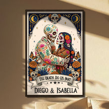 Load image into Gallery viewer, Personalized Skeleton Couple Sugar Skull Vertical Poster Gift
