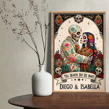 Load image into Gallery viewer, Personalized Skeleton Couple Sugar Skull Vertical Poster Gift

