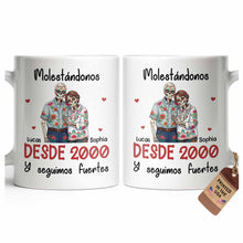 Load image into Gallery viewer, Personalized Sugar Skull Couple Coffee Mug Custom Name Gift
