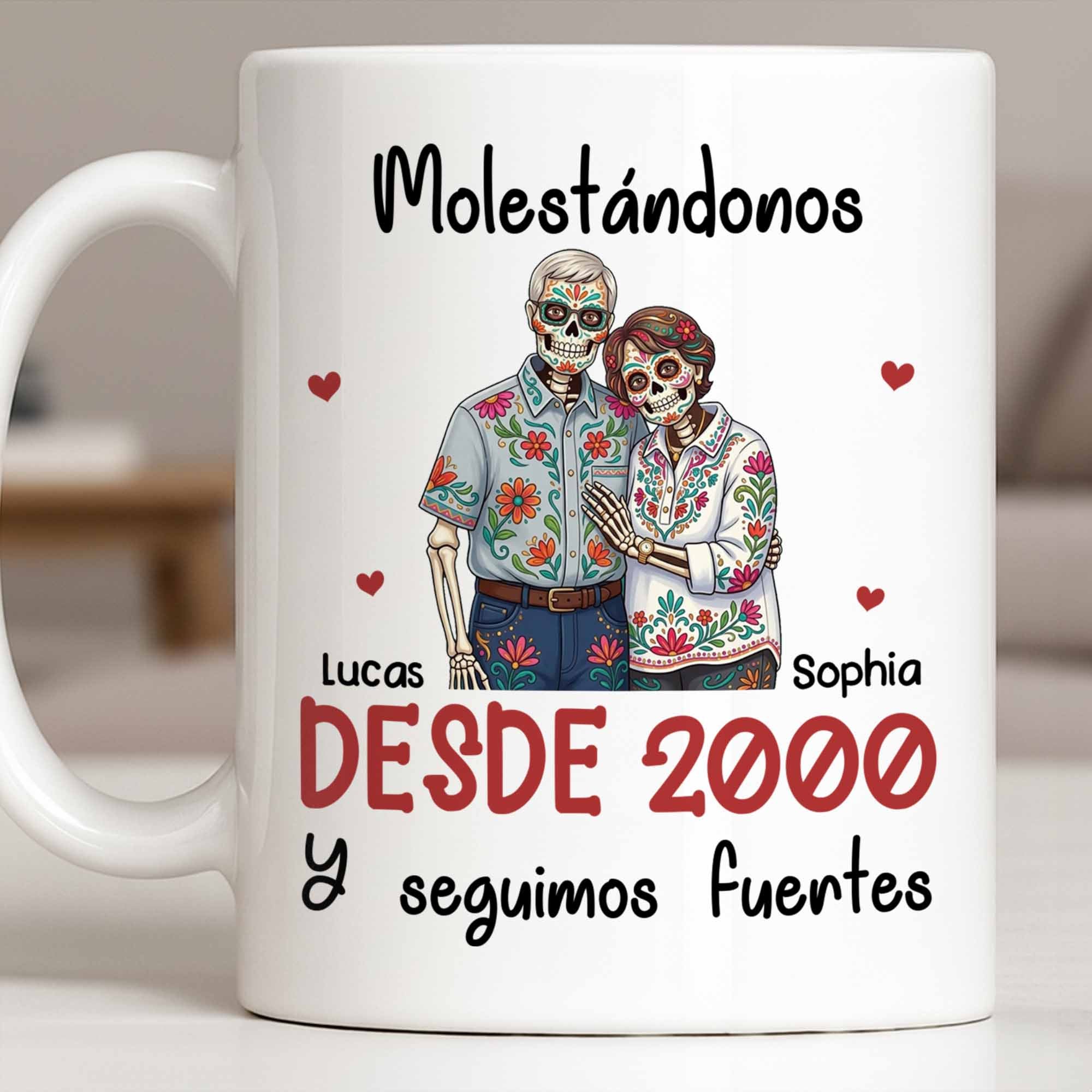 Personalized Sugar Skull Couple Coffee Mug Custom Name Gift