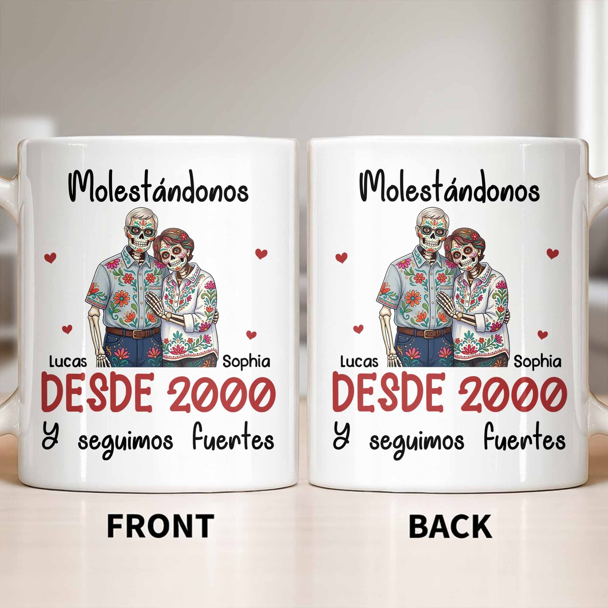 Personalized Sugar Skull Couple Coffee Mug Custom Name Gift
