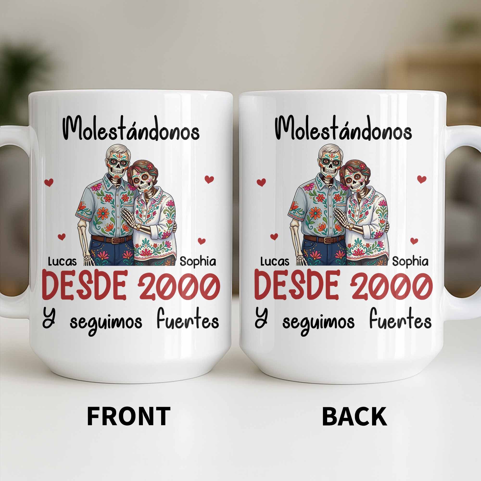 Personalized Sugar Skull Couple Coffee Mug Custom Name Gift