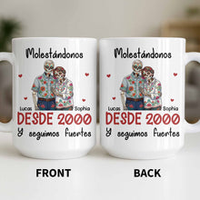 Load image into Gallery viewer, Personalized Sugar Skull Couple Coffee Mug Custom Name Gift
