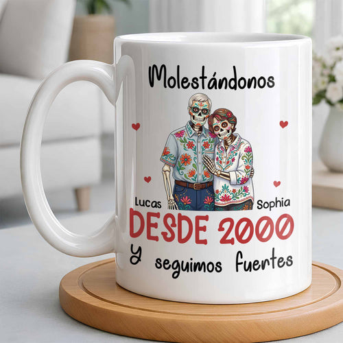Personalized Sugar Skull Couple Coffee Mug Custom Name Gift