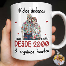Load image into Gallery viewer, Personalized Sugar Skull Couple Coffee Mug Custom Name Gift
