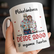 Load image into Gallery viewer, Personalized Sugar Skull Couple Coffee Mug Custom Name Gift
