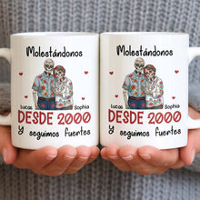 Load image into Gallery viewer, Personalized Sugar Skull Couple Coffee Mug Custom Name Gift
