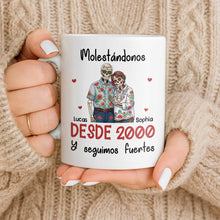 Load image into Gallery viewer, Personalized Sugar Skull Couple Coffee Mug Custom Name Gift
