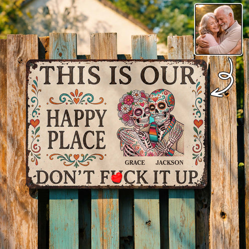 Personalized Sugar Skull Metal Sign Custom Couple Gift