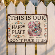 Load image into Gallery viewer, Personalized Sugar Skull Metal Sign Custom Couple Gift
