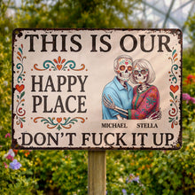 Load image into Gallery viewer, Personalized Sugar Skull Metal Sign Custom Couple Gift
