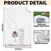 Load image into Gallery viewer, Personalized Kitchen Towel Gift for Cousin with Floral Design
