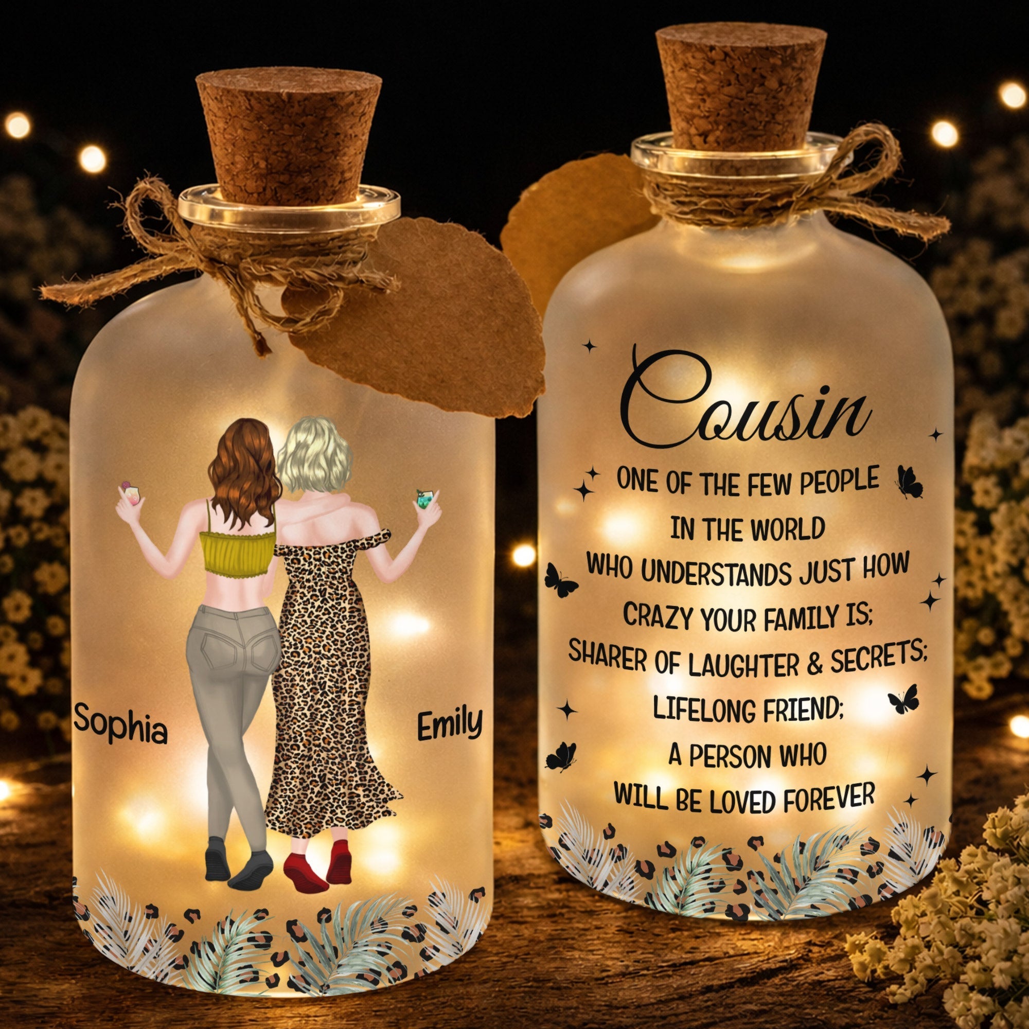 Personalized Short Bottle Light Custom Name Gift for Cousin