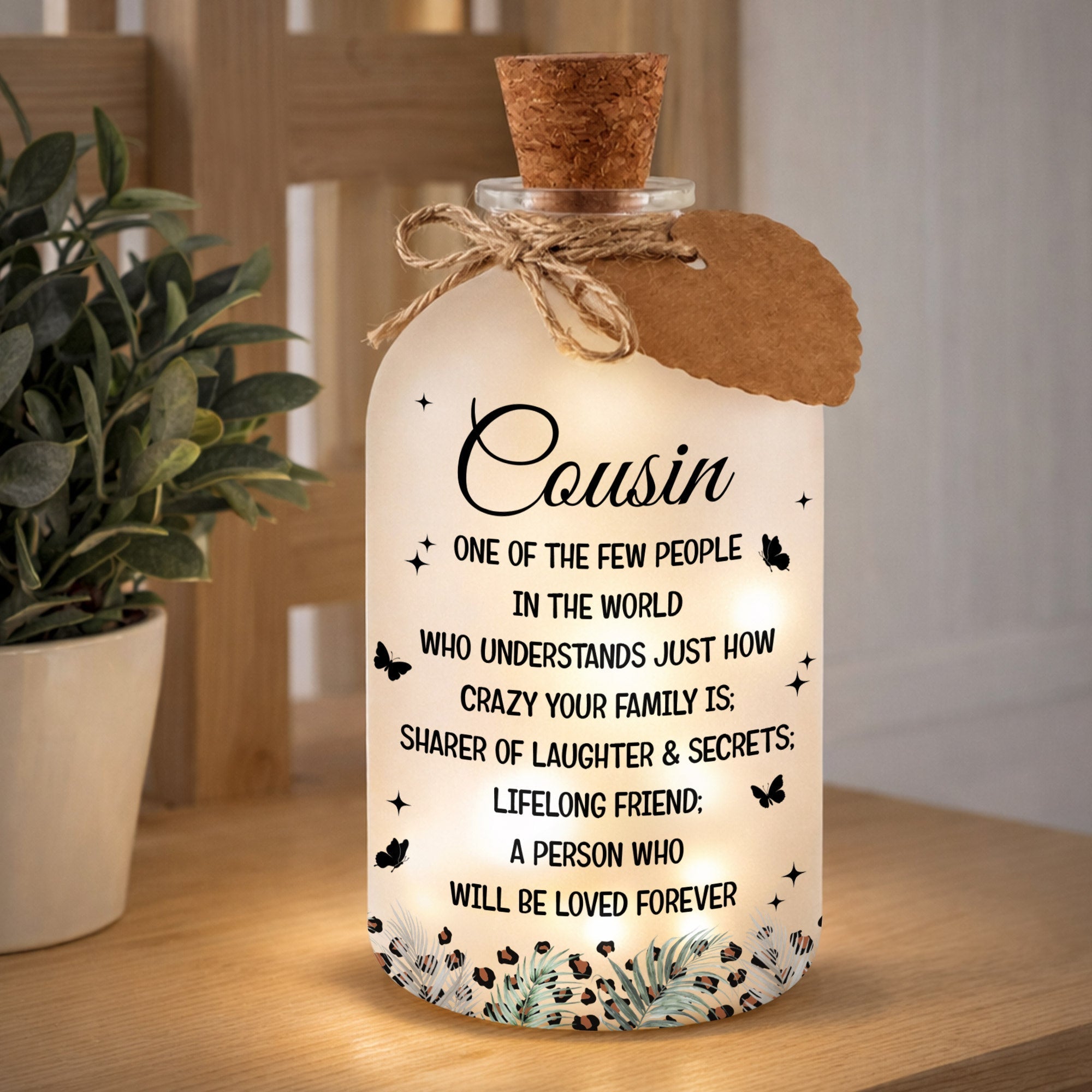 Personalized Short Bottle Light Custom Name Gift for Cousin