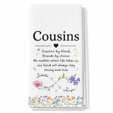 Load image into Gallery viewer, Personalized Kitchen Towel Custom Birth Month Flowers Gift for Cousin
