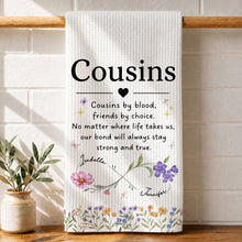 Load image into Gallery viewer, Personalized Kitchen Towel Custom Birth Month Flowers Gift for Cousin
