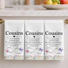 Load image into Gallery viewer, Personalized Kitchen Towel Custom Birth Month Flowers Gift for Cousin
