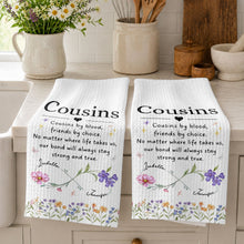 Load image into Gallery viewer, Personalized Kitchen Towel Custom Birth Month Flowers Gift for Cousin

