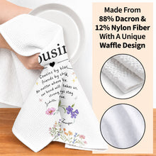 Load image into Gallery viewer, Personalized Kitchen Towel Custom Birth Month Flowers Gift for Cousin
