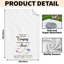 Load image into Gallery viewer, Personalized Kitchen Towel with Birth Month Flowers for Cousins
