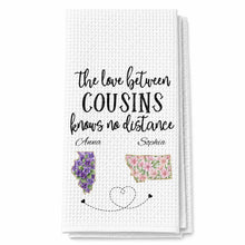 Load image into Gallery viewer, Personalized Cousin Kitchen Towel Custom State Map Gift

