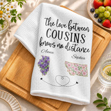 Load image into Gallery viewer, Personalized Cousin Kitchen Towel Custom State Map Gift
