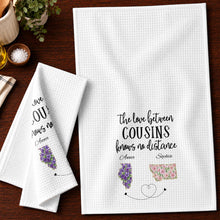 Load image into Gallery viewer, Personalized Cousin Kitchen Towel Custom State Map Gift
