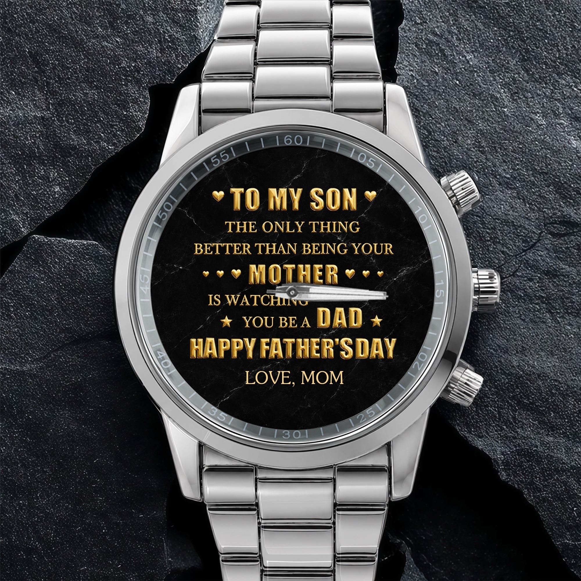 Personalized Custom Men's Watch Gift for Son with Message