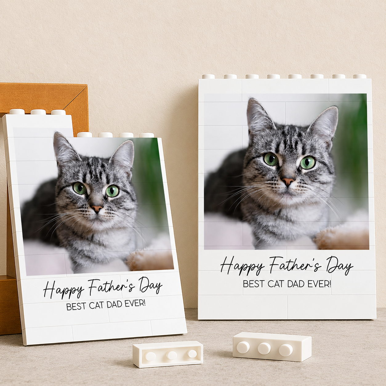 Personalized Cat Photo Building Block Gift for Cat Dad
