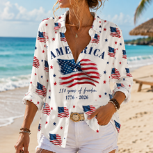 Load image into Gallery viewer, Personalized 250th Anniversary Blouse Shirt for Women - 4th of July Gift
