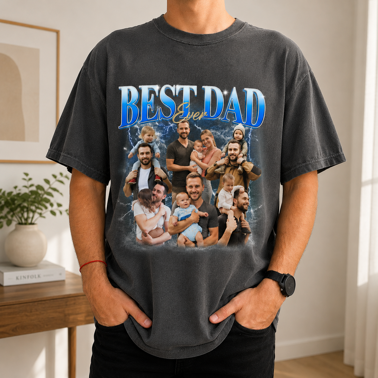 Personalized Vintage Photo Best Dad Ever Comfort Shirt Gift for Father's Day